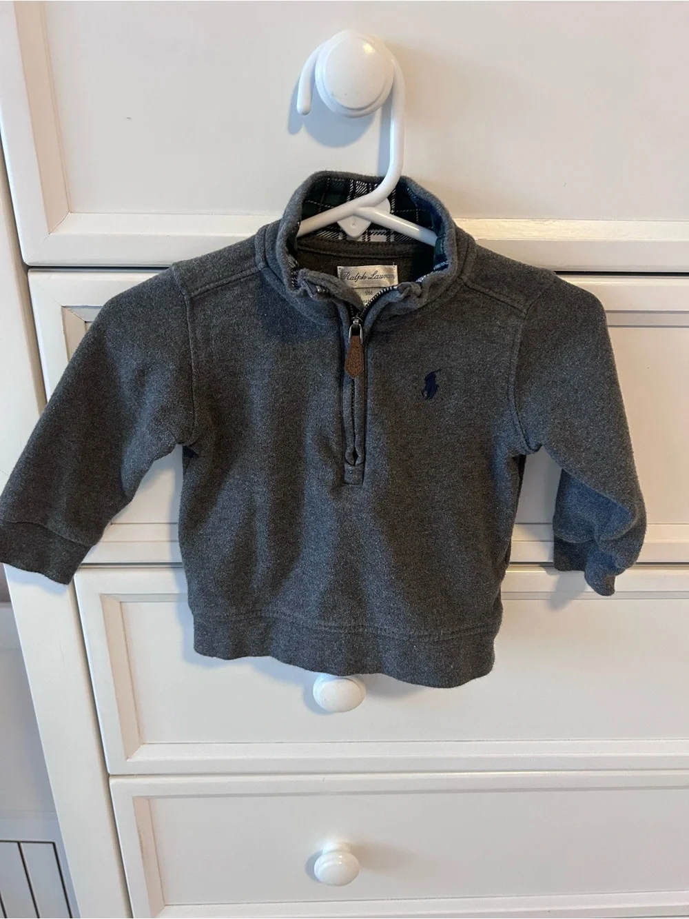 Ralph Lauren Baby Boy Quarter-Zip Pullover - Charcoal Gray